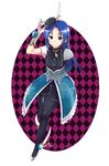  black_eyes blue_hair costume gloves hat idolmaster idolmaster_(classic) kisaragi_chihaya long_hair pochi_(pochi-goya) solo 