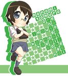  bag brown_hair character_name chibi ekakibito glasses grey_eyes ore_no_imouto_ga_konna_ni_kawaii_wake_ga_nai school_uniform short_hair solo tamura_manami 