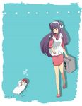  apron bad_id bad_pixiv_id bird bouquet chinese_clothes duck flower food_delivery_box long_hair mousse mousse_(duck) purple_hair ranma_1/2 red_flower red_rose rose sakana_kouzi shampoo_(ranma_1/2) sidelocks 