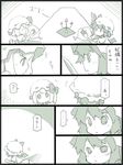  comic cup drinking_glass flandre_scarlet hat monochrome multiple_girls remilia_scarlet touhou translated uni_mate wine_glass wings 