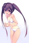  bikini black_hair brown_eyes k-on! long_hair mikage_sekizai nakano_azusa one-piece_tan solo swimsuit tan tanline twintails 