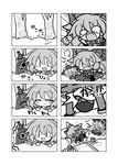  comic fang greyscale horns ibuki_suika karakasa_obake kirisame_marisa monochrome multiple_girls silent_comic tatara_kogasa torii touhou umbrella yanagi_(nurikoboshi) 