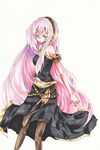  bad_id bad_pixiv_id blue_eyes headband headphones long_hair megurine_luka midriff navel night-moon pink_hair skirt solo thighhighs very_long_hair vocaloid 