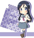  aragaki_ayase black_hair blue_eyes character_name chibi ekakibito long_hair ore_no_imouto_ga_konna_ni_kawaii_wake_ga_nai school_uniform serafuku solo 