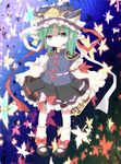  bad_id bad_pixiv_id bow dress green_eyes green_hair hat leaf maple_leaf mari_audio ribbon rod_of_remorse shiki_eiki solo touhou 