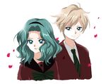  androgynous bishoujo_senshi_sailor_moon blonde_hair blue_eyes crossdressing green_hair kaiou_michiru long_hair multiple_girls namori reverse_trap school_uniform short_hair ten'ou_haruka very_short_hair 