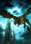  bad_pixiv_id fantasy griffin highres mstk no_humans original sky 