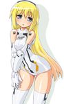  alternate_costume arnval blonde_hair blue_eyes blush breast_squeeze breasts busou_shinki dd_(ijigendd) doll_joints embarrassed gradient_hair hairband hands_clasped leaning_forward long_hair mecha_musume multicolored_hair open_mouth own_hands_together shadow shiny simple_background small_breasts solo thighhighs thighs very_long_hair white_legwear zettai_ryouiki 