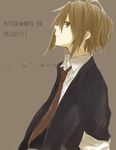  alternate_hairstyle androgynous blazer brown_eyes brown_hair formal gogono_pan'ya hair_down jacket k-on! necktie no_thank_you! reverse_trap school_uniform shirt short_hair sleeves_rolled_up solo suit tainaka_ritsu translated 