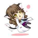  animal_ears brown_eyes brown_hair cat_ears cat_tail chibi falling kemonomimi_mode kiyama_harumi labcoat long_hair pantyhose pencil_skirt piku skirt solo tail to_aru_kagaku_no_railgun to_aru_majutsu_no_index 