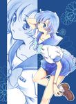  bishoujo_senshi_sailor_moon blue_eyes blue_hair blue_sailor_collar bow earrings face flower frown hand_on_own_head jewelry mizuno_ami sailor_collar short_hair skirt solo standing standing_on_one_leg yuh 