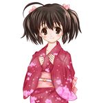  black_hair brown_eyes japanese_clothes kimono long_hair macla red_kimono solo to_heart_2 twintails yukata yuzuhara_konomi 