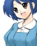  blue_hair brown_eyes fuurinkan_high_school_uniform ranma_1/2 school_uniform short_hair solo tendou_akane usashiro_mani 