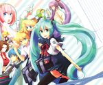  6+girls akita_neru aqua_eyes aqua_hair bad_id bad_pixiv_id cameo gumi hatsune_miku kagamine_len kagamine_rin kaito kamui_gakupo long_hair matsu_(nia) megurine_luka meiko multiple_boys multiple_girls project_diva_(series) project_diva_2nd school_uniform serafuku skirt smile thighhighs twintails vocaloid yowane_haku zettai_ryouiki 