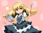  apron bad_id bad_pixiv_id blonde_hair bowl cooking eggshell fang fukumaaya heart kirisame_marisa solo star symbol-shaped_pupils touhou whisk 