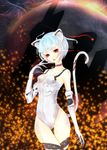  adapted_costume animal_ears ayanami_rei bad_id bad_pixiv_id bare_shoulders blue_hair cat_ears cat_tail collar eyeshadow highres lcl makeup neon_genesis_evangelion red_eyes short_hair solo super_plugsuit tail thigh_gap yuna_(rutera) 