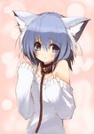  animal_ears blue_eyes blue_hair blush cat_ears collar flat_chest leash naporu original rope solo sweater 