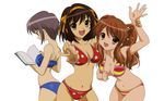  asahina_mikuru bikini breasts haruhi_suzumiya highres long_hair mikuru_asahina nagato_yuki short_hair suzumiya_haruhi suzumiya_haruhi_no_yuuutsu swimsuit twin_tails twintails yuki_nagato 