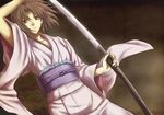  bad_id bad_pixiv_id drawing_sword highres hitoha japanese_clothes kara_no_kyoukai katana kimono ryougi_shiki sheath short_hair solo sword unsheathing weapon 
