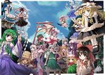  absurdres alice_margatroid bad_id bad_pixiv_id blonde_hair cirno flandre_scarlet fujiwara_no_mokou hakurei_reimu hat highres hinanawi_tenshi hong_meiling ibuki_suika izayoi_sakuya kirisame_marisa kochiya_sanae moriya_suwako multiple_girls nagae_iku parody patchouli_knowledge remilia_scarlet saigyouji_yuyuko shanghai_doll style_parody torii touhou yakumo_yukari yinzhai 