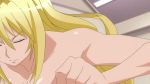  10s 1girl animated animated_gif areolae blonde_hair blue_eyes bounce bouncing_breasts breasts large_breasts nipples nude sekirei solo talking tsukiumi 