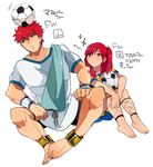  1boy 1girl full_body magi_the_labyrinth_of_magic red_hair simple_background white_background 