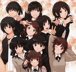  amagami ayatsuji_tsukasa black_eyes black_hair brown_eyes brown_hair competition_school_swimsuit cup curly_hair hairband kamizaki_risa kibito_high_school_uniform long_hair long_sleeves looking_at_viewer morishima_haruka multiple_girls nakata_sae nanasaki_ai one-piece_swimsuit one_eye_closed ponytail sakurai_rihoko school_uniform short_hair swimsuit tachibana_miya takahashi_maya takayama_kisai tanamachi_kaoru tsukahara_hibiki twintails v 