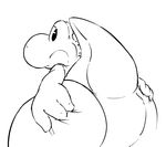  ambiguous_gender anthro butt dinosaur featureless_crotch mario_bros monochrome nintendo presenting raised_tail scalie simple_background somnamg spread_butt spreading video_games white_background yoshi 