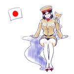  1girl animal artist_request black_hair dog hat japan military military_uniform original uniform world_war_i 