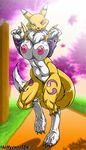  2016 anthro areola big_breasts breasts digimon erect_nipples female looking_at_viewer nipples nude one_eye_closed renamon smile solo thehyenassbe tongue tongue_out wink 