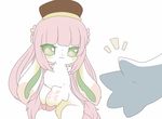  1girl artist_request female furry green_eyes hand hat long_hair pink_hair rabbit simple_background solo white_background 