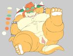  1girl artist_request bowser breasts female flat_color full_body furry genderswap nipples nude pussy red_hair short_hair simple_background solo super_mario_bros uncensored 