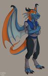  anthro clothed clothing crossed_arms dbd dragon horn male smile solo standing wings 