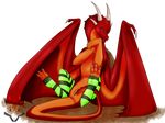  clothing dragon feral green_eyes horn icy-marth legwear pussy simple_background socks solo wings 