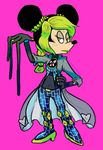  arthropod butterfly chest_plate clothed clothing coat disney female footwear green_eyes green_hair green_lipstick hair high_heels humor insect jojo&#039;s_bizarre_adventure jolyne_cujoh lipstick long_hair makeup mammal minnie_mouse mouse nails parody rodent shoes squiddybiddy strings 