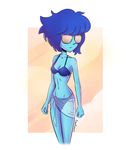  alien anthro bikini blue_hair blue_skin breasts cartoon_network cleavage clothed clothing cubedcoconut eyewear female gem_(species) hair humanoid lapis_lazuli_(steven_universe) midriff navel not_furry simple_background standing steven_universe sunglasses swimsuit white_background 