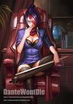  alternate_costume artist_name banned_artist black-framed_eyewear black_bra black_legwear blouse blue_eyes book bra breasts chair cleavage crossed_legs curtains finger_to_mouth fiora_laurent folded_ponytail formal glasses globe grin hair_over_one_eye headmistress_fiora large_breasts league_of_legends looking_at_viewer measuring_stick miniskirt multicolored_hair pencil pencil_skirt plant purple_hair red_hair red_leather scarf sitting skirt skirt_suit sleeves_rolled_up smile solo striped striped_blouse striped_skirt suit thighhighs underwear upskirt yinan_cui 