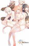  3girls :d :p :| ^_^ absurdres adhesive_bra animal_ears aqua_eyes arm_at_side au_ra bangs bare_arms bare_legs bare_shoulders black_bra black_hair blue_eyes blush bra breasts brown_hair cat_ears cat_tail child cleavage closed_eyes closed_mouth collarbone copyright_name dark_skin earrings eyebrows eyebrows_visible_through_hair facial_mark fang final_fantasy final_fantasy_xiv finger_in_mouth flower forehead_jewel fur gradient_hair hair_between_eyes hair_over_shoulder head_tilt heterochromia highres hyur jewelry lalafell leaning_back long_hair long_sleeves looking_at_viewer low_twintails making_faces medium_breasts miqo'te mouth_pull multi-strapped_panties multicolored_hair multiple_boys multiple_girls navel no_shoes open_mouth panties parted_lips pink_legwear pointy_ears red_eyes ring scar shirtless short_hair side-tie_panties simple_background sitting slit_pupils smile squatting stomach strapless strapless_bra streaked_hair swept_bangs tail teeth thighhighs tongue tongue_out torano twintails underwear underwear_only whisker_markings white_background white_hair white_panties yellow_eyes 