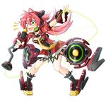  artist_request blush character_request cosmic_break full_body green_eyes hair_ornament headphones long_hair mecha_musume microphone microphone_stand necktie official_art pink_hair smile solo 