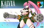  breasts commentary_request dual_wielding eyepatch fingerless_gloves gatling_gun gloves gun hat holding kalvia large_breasts long_hair open_mouth original pink_eyes pink_hair ponytail solo the-sinner very_long_hair weapon 