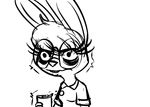  2016 anthro bags_under_eyes beverage black_and_white clothed clothing coffee cup disney eyewear fan_character female glasses inkyfrog lagomorph mammal maxine_d&#039;lapin monochrome rabbit simple_background solo white_background zootopia 