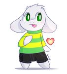  &lt;3 alpha_channel anthro asriel_dreemurr barefoot caprine chibi clothed clothing dsp2003 fangs goat green_eyes horn looking_at_viewer male mammal open_mouth signature simple_background solo standing transparent_background undertale video_games 