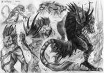 2016 armor blood bound charr claws clothing collage feline female fight guild_wars horn krait loincloth mammal mattbarley multi_ear naga reptile scalie scratches snake traditional_media_(artwork) video_games weapon 