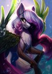  black_lips blue_hair equine feathered_wings feathers female feral flora_fauna fur gradient_eyes hair hooves horse hybrid mammal my_little_pony obpony pink_hair plant purple_fur purple_hair smile solo wings 