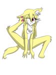  :&lt; all_fours anthro breasts canine cute featureless_breasts featureless_crotch female fox fur greone mammal nme nude solo ultron98 yellow_fur 