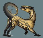  animal_genitalia anus cloaca dragon female feral horn hybrid mirkrali simple_background solo 