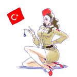  1girl artist_request blue_eyes hat high_heels military military_uniform original ottoman_empire solo uniform world_war_i 