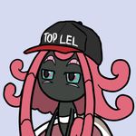  black_skin blue_eyes female hair hat nintendo pink_hair pok&eacute;mon reaction_image simple_background tapu_lele video_games 