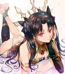  ass asymmetrical_gloves asymmetrical_legwear barefoot black_hair fate/grand_order fate_(series) gloves ishtar_(fate/grand_order) long_hair long_legs red_eyes solo toeless_legwear twintails weed_(astarone) 