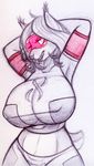  anthro big_breasts breasts canine clothed clothing female fox huge_breasts kraken_(artist) looking_at_viewer mammal nipple_bulge sketch solo traditional_media_(artwork) 